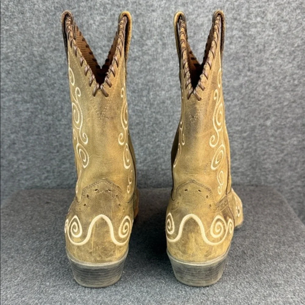 Ariat Snipped Toe Brown Western Cowboy Boots with Embroidery Size 4‎
